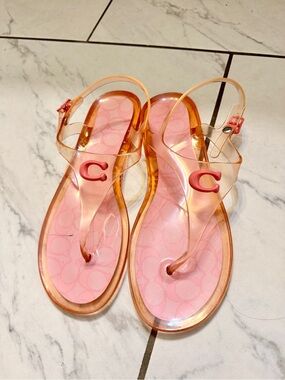 Coach Natalie Pink Jelly Thong Sandals Size 9